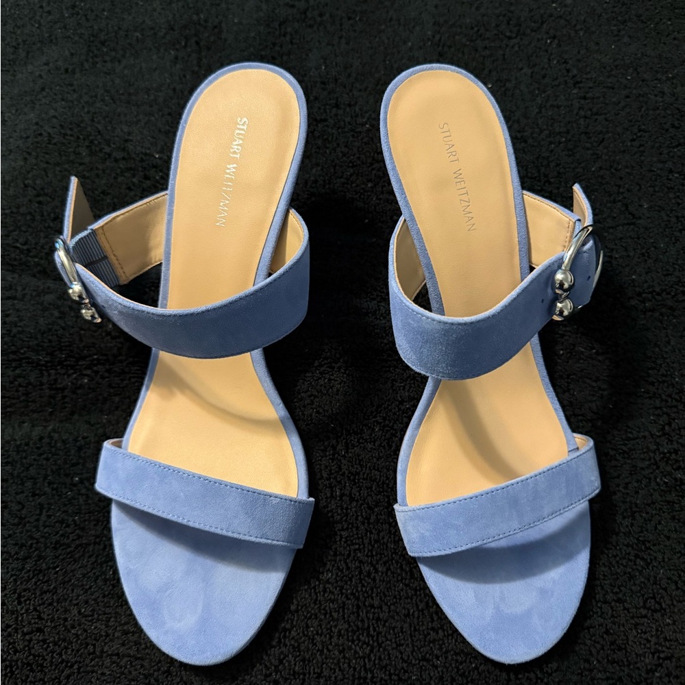 Stuart Weitzman Light Blue Suede Sandals - New/Never Worn